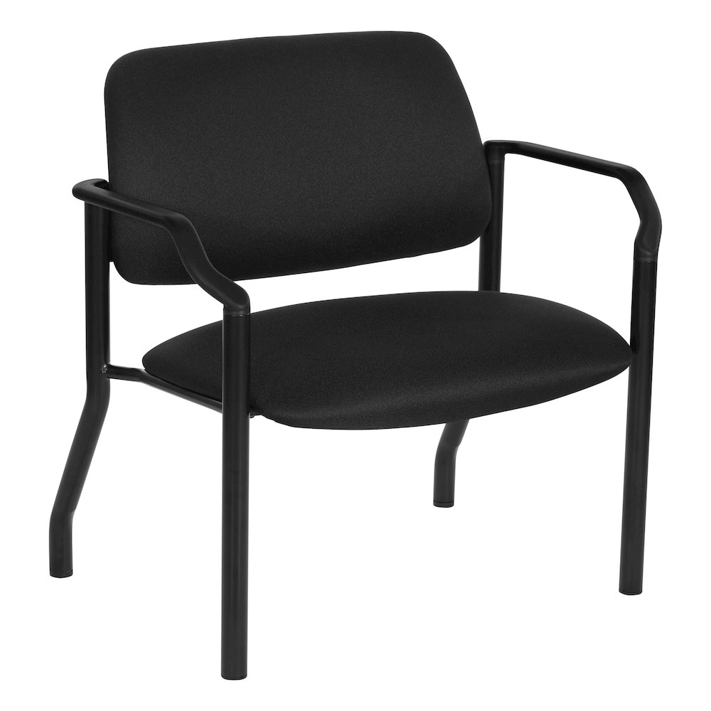 Big & Tall Guest Chair in Icon Black Fabric with PU Arms and Black Metal Frame
