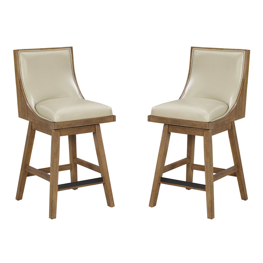 Darnel 26″ Swivel Counter Stool 2-Pack in Taupe Faux Leather