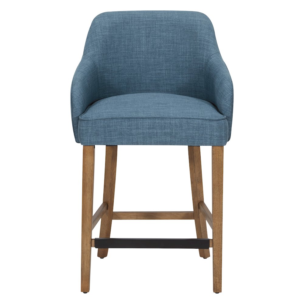 Paloma 26″ Counter Stool in Navy Fabric with Medium Oak Legs 2-Pack
