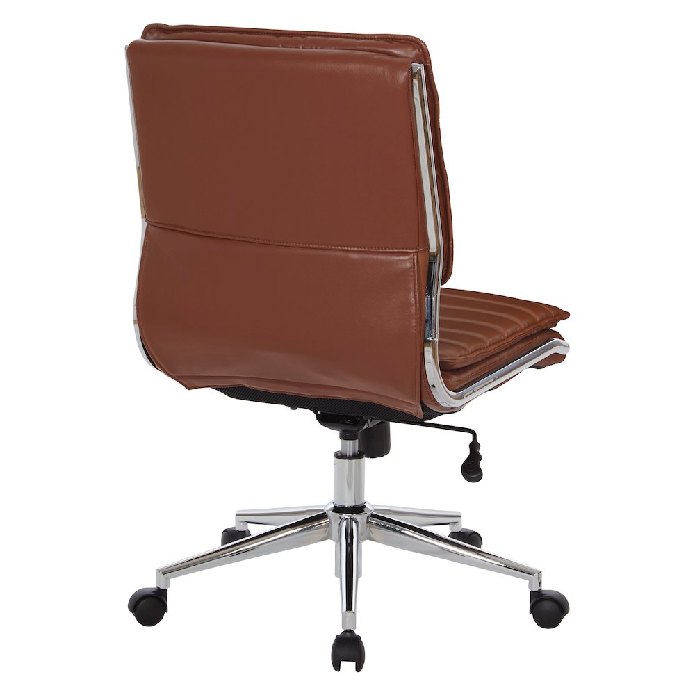 Armless Mid-Back Manager’s Faux Leather Chair in Saddle