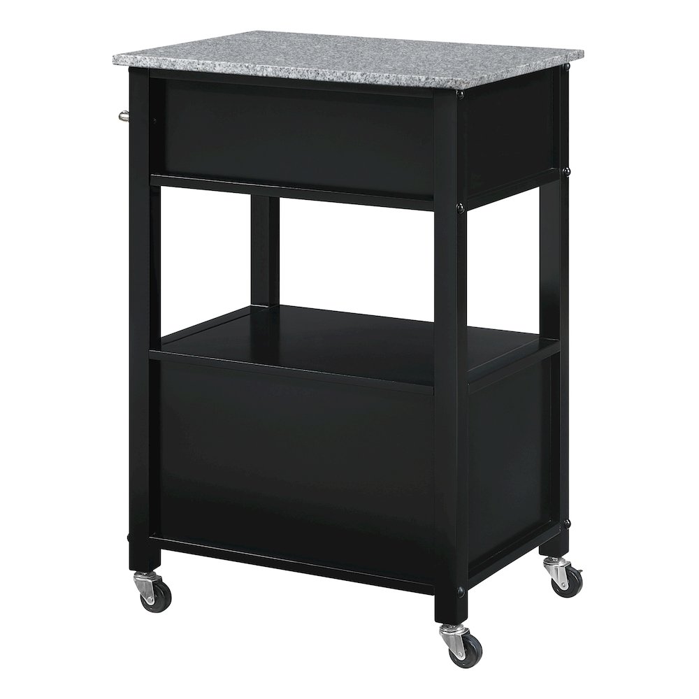 Fairfax Kitchen Cart with Granite Top and Black Base
