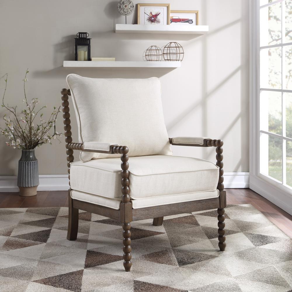 Fletcher Spindle Chair in Linen Fabric with Brush Charcoal Finish