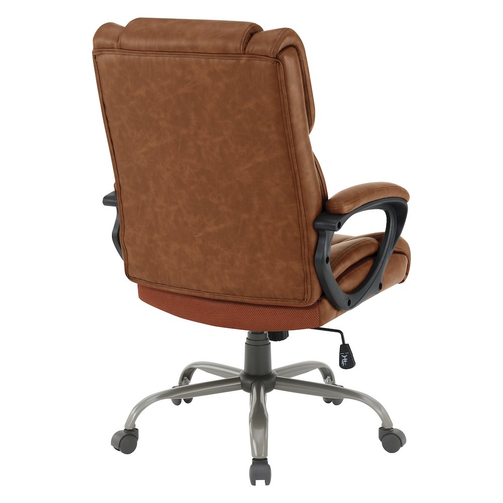 Mid-Back in Saddle Faux Leather Executive Chair with Padded Arms