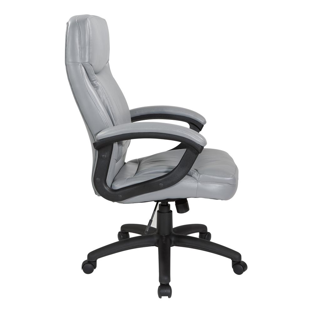 Executive High Back Charcoal Grey Bonded Leather Chair with Locking Tilt Control and Match Stitching