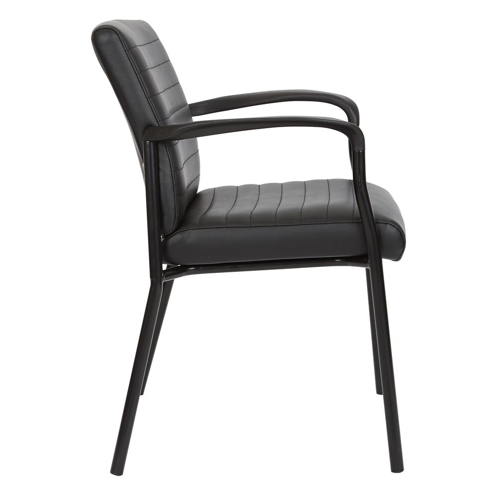 Guest Chair in Black Faux Leather with Black Frame