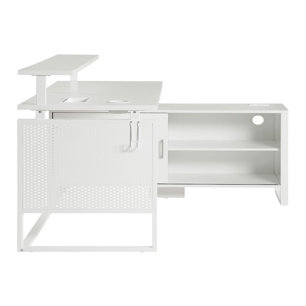 Ace 60″x 50″ L-Shape Desk in White Top and White Frame
