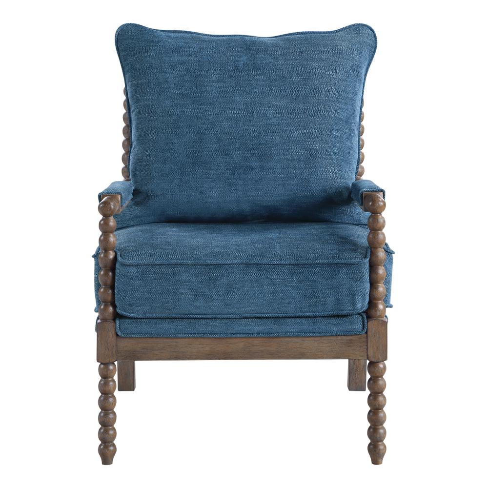 Fletcher Spindle Chair in Navy Fabric with Brush Charcoal Finish