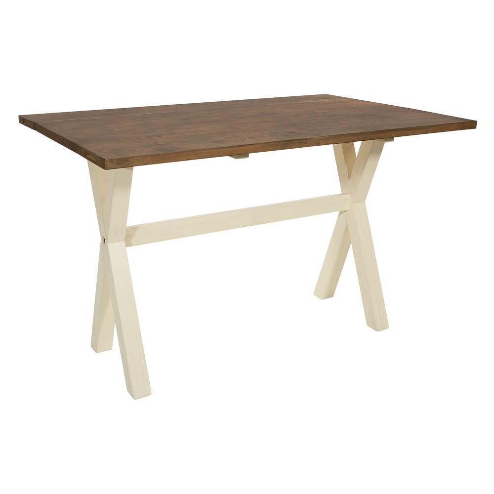 Albury Flip Top Table with Antique White Base and Wood Stain Top KD