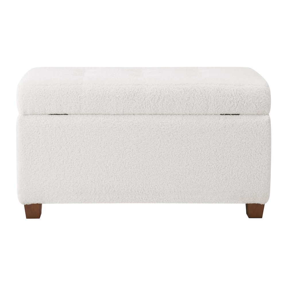 Metro Storage Ottoman in Ivory Sherpa Fabric