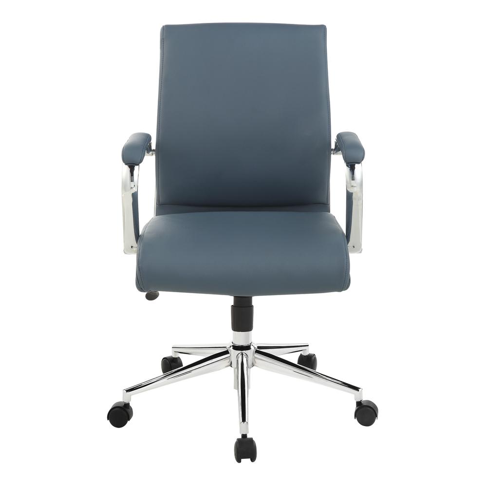 Mid Back Manager’s Chair with Dillon Blue Antimicrobial Fabric and Chrome Base