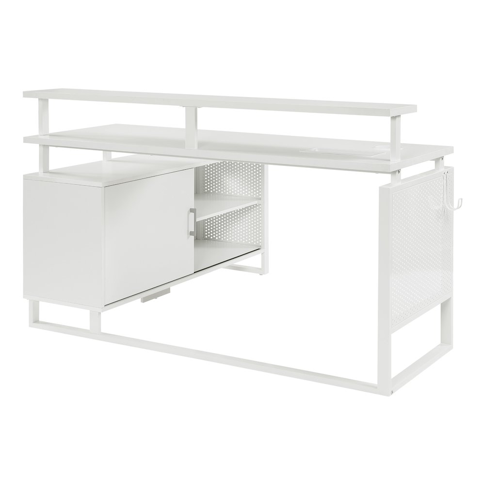 Ace 60″x 50″ L-Shape Desk in White Top and White Frame