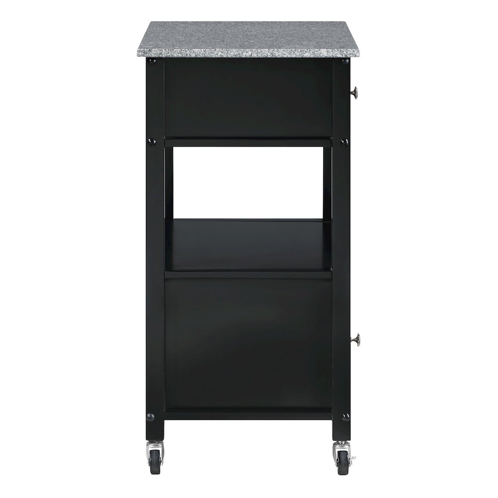 Fairfax Kitchen Cart with Granite Top and Black Base
