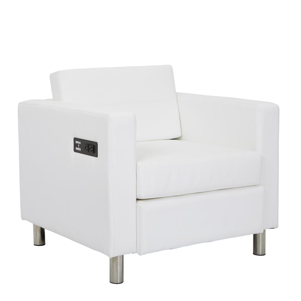 Atlantic chair with Single Charging Station in Dillon Snow Fabric K/D