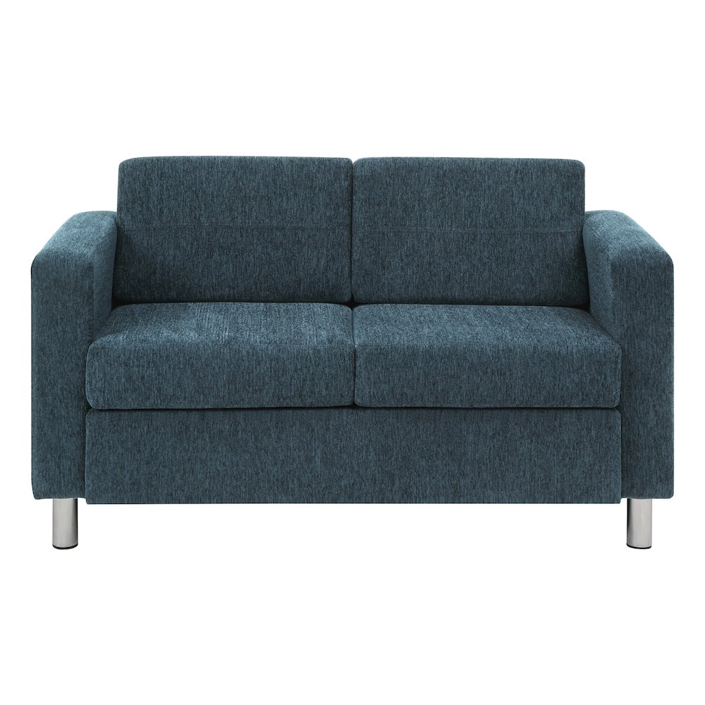 Pacific Loveseat in Navy Fabric with Chrome Legs