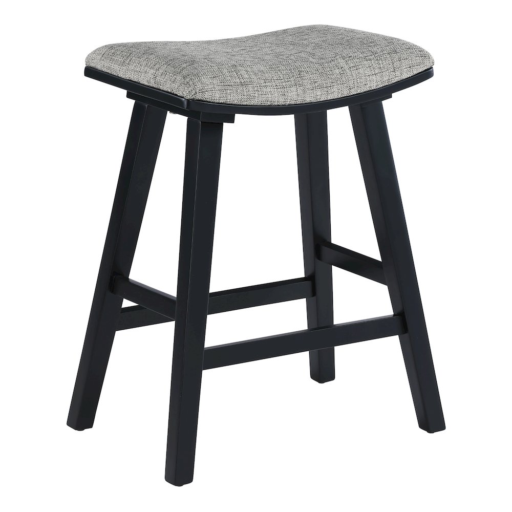 Coley 24″ Saddle Stool 2-Pack With Graphite Fabric Seat And Black Wash Frame