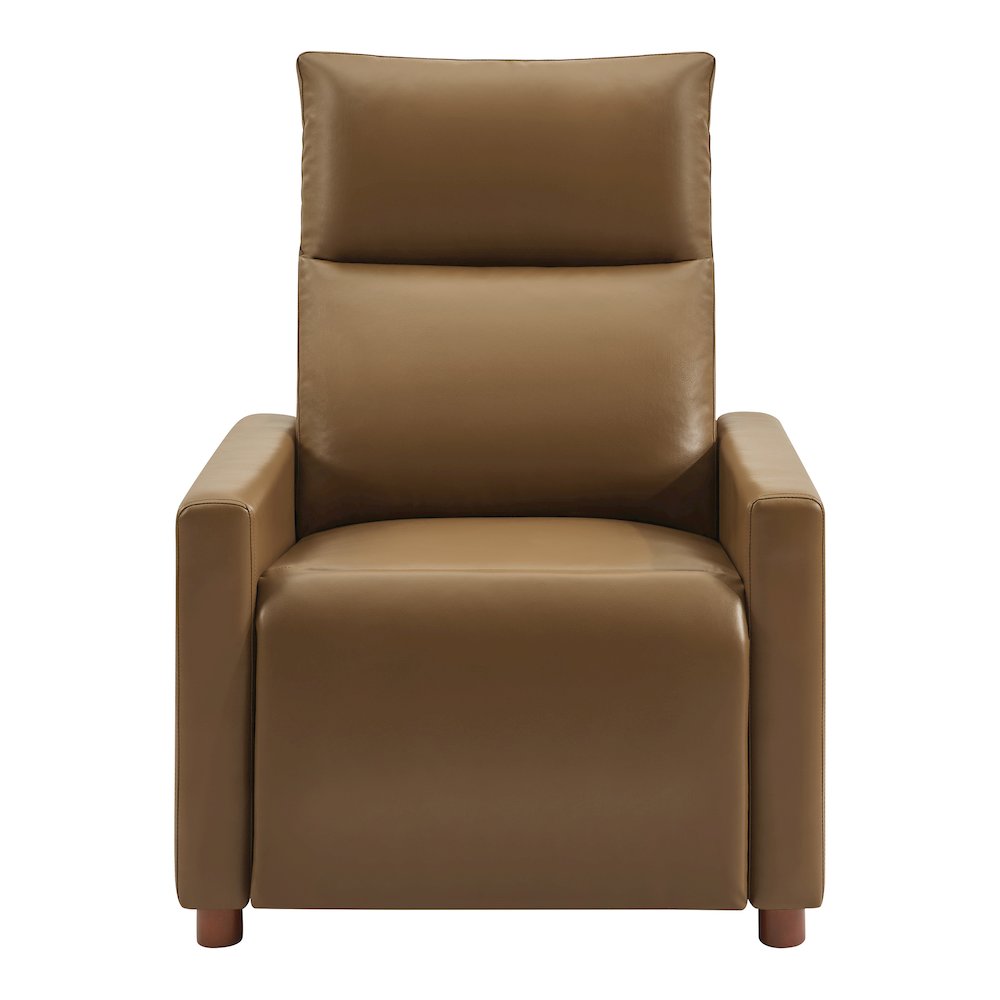 Vincent Pushback Recliner in Faux Leather Saddle Fabric