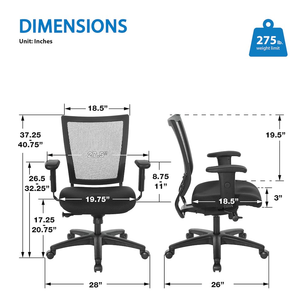 Soft Frame Task Chair Mesh Back in Coal Freeflex Fabric Seat 2 to 1 Mechanism