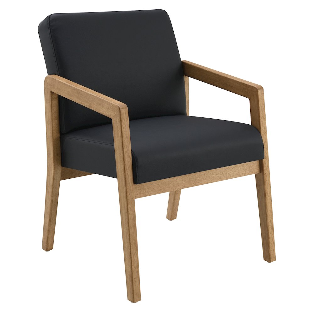 Back Faux Leather with Medium Oak Finish Visitor’s Chair with Memory Foam Seat