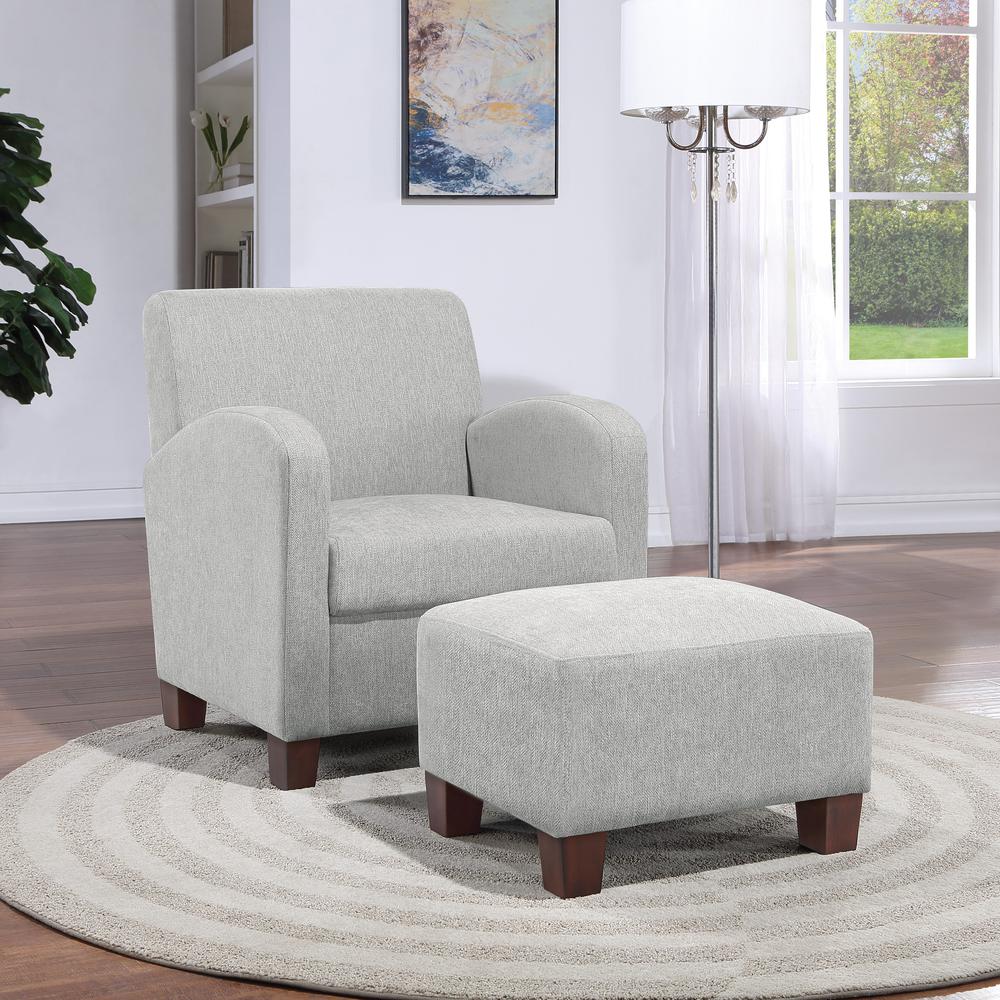 Aiden Chair & Ottoman Herringbone Smoke with Medium Espresso Legs