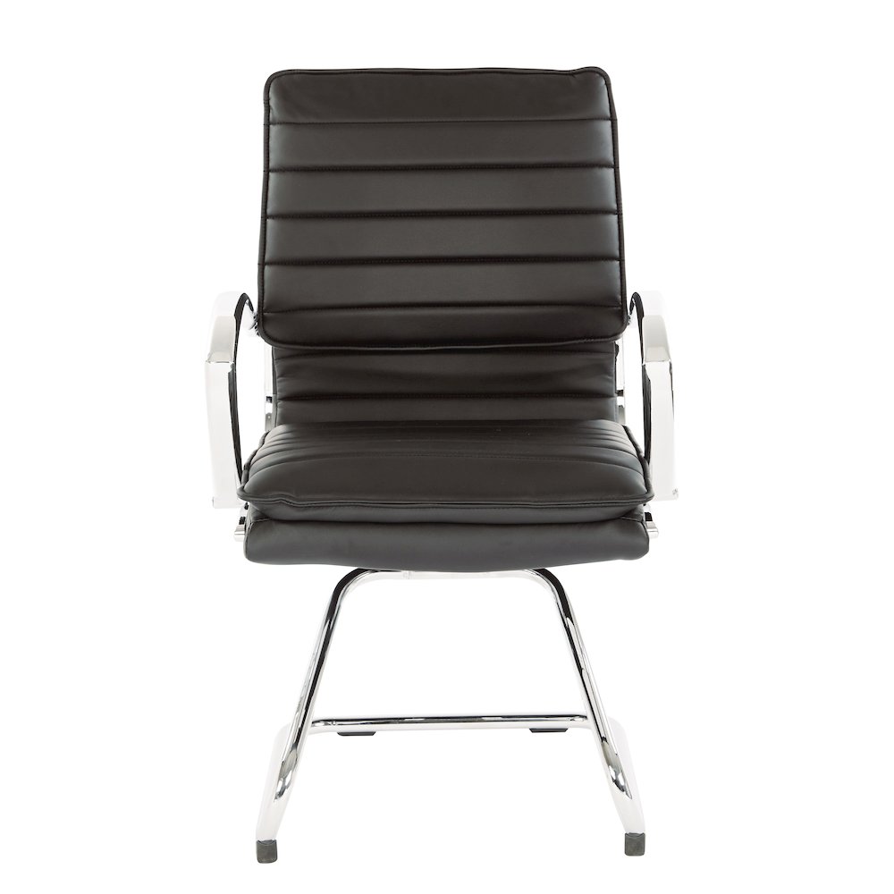 Guest Faux Leather Chair with Chrome Base and Includes Removable Arm Sleeves