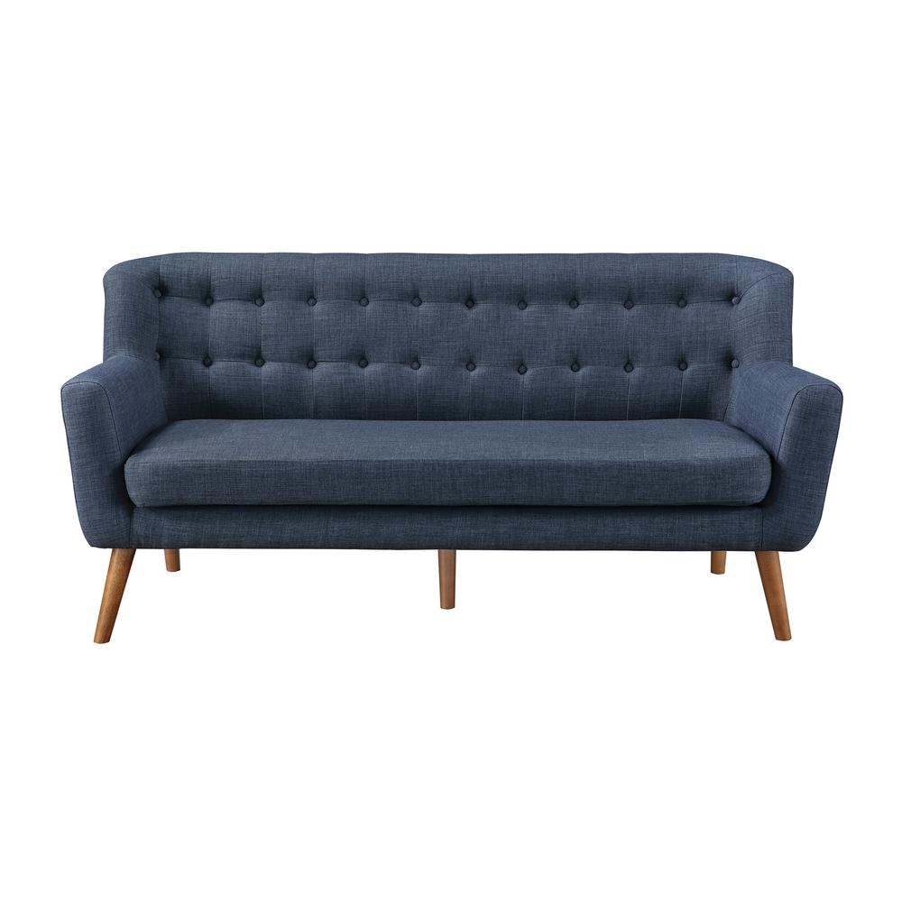 Mill Lane Mid-Century Modern 68” Tufted Sofa in Navy Fabric