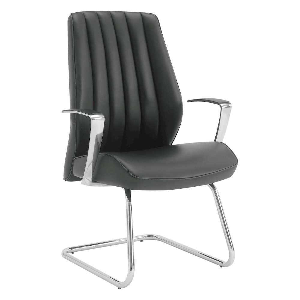 Visitor’s Chair with Fixed Padded Aluminum Arms and Chrome Sled Base
