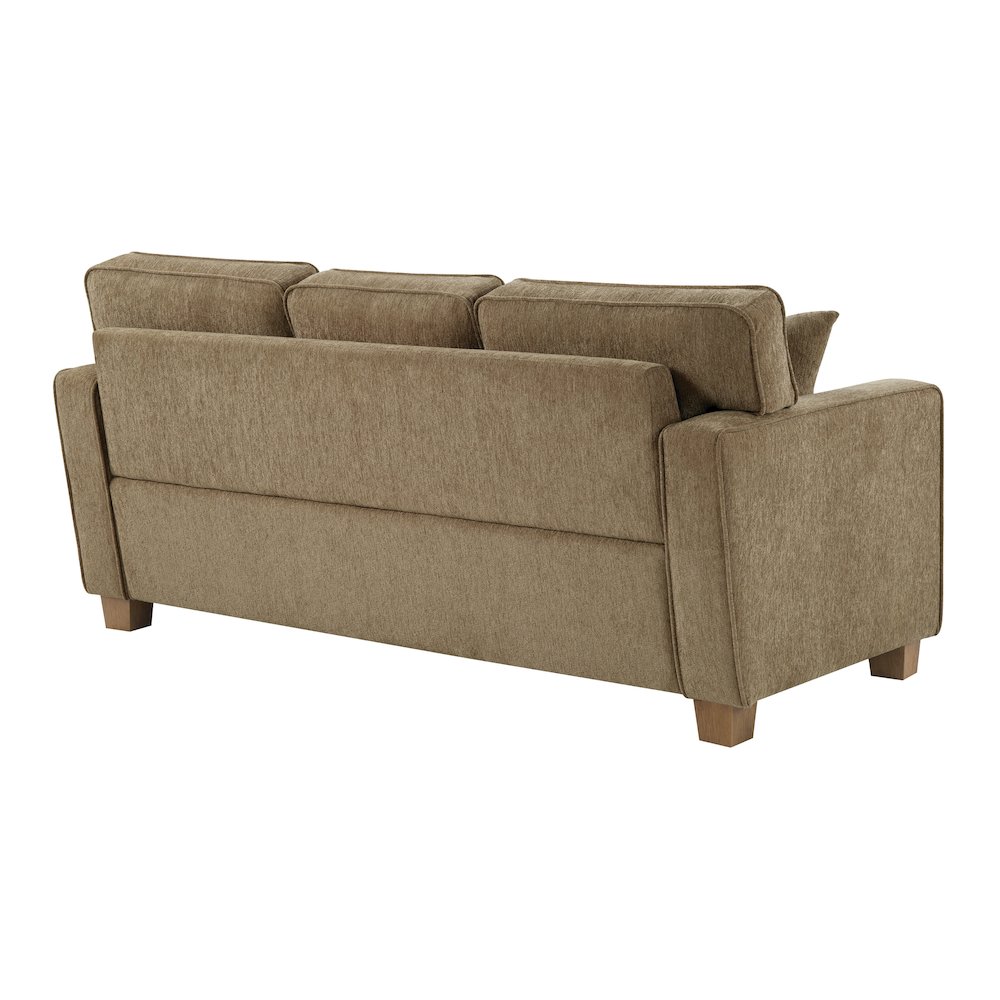 Sectional in Taupe fabric with 2 Pillows and Medium Oak Finished Wood Legs