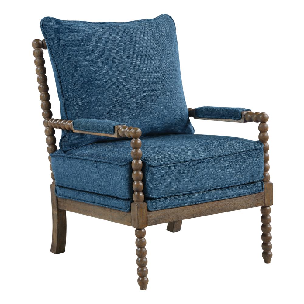 Fletcher Spindle Chair in Navy Fabric with Brush Charcoal Finish