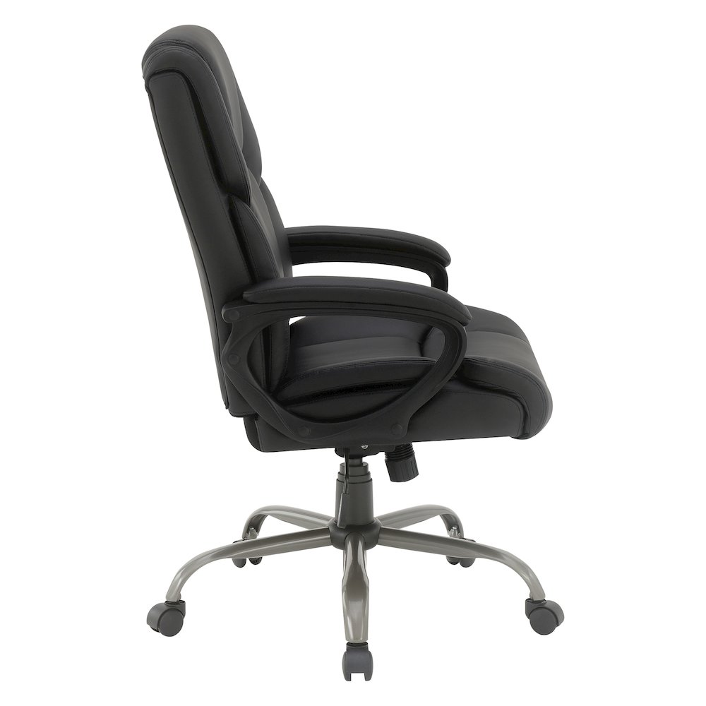 Mid-Back in Black Faux Leather Executive Chair with Padded Arms