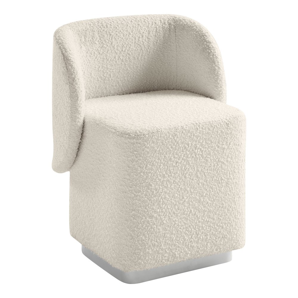 Cady Vanity Chair in Textured Cream Fabric Fully Assembled