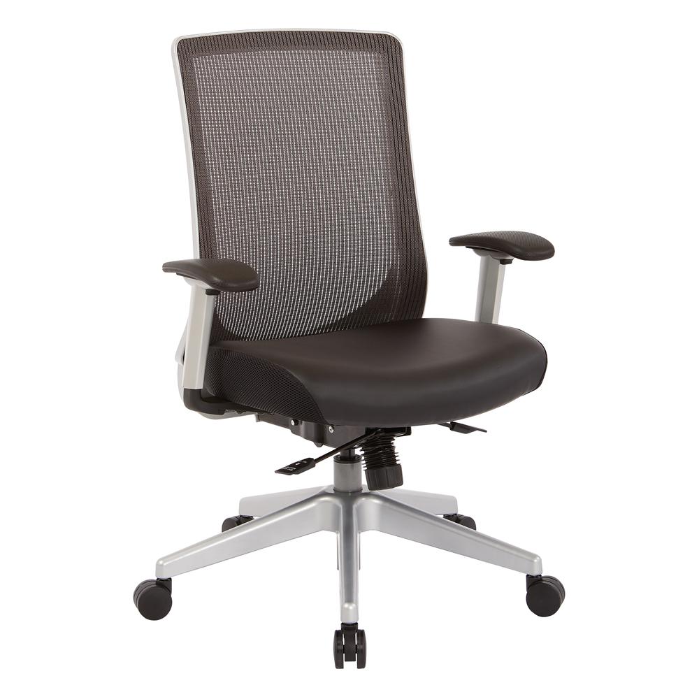 High Back Black Vertical Mesh Chair with Black Bonded LeatherSeat