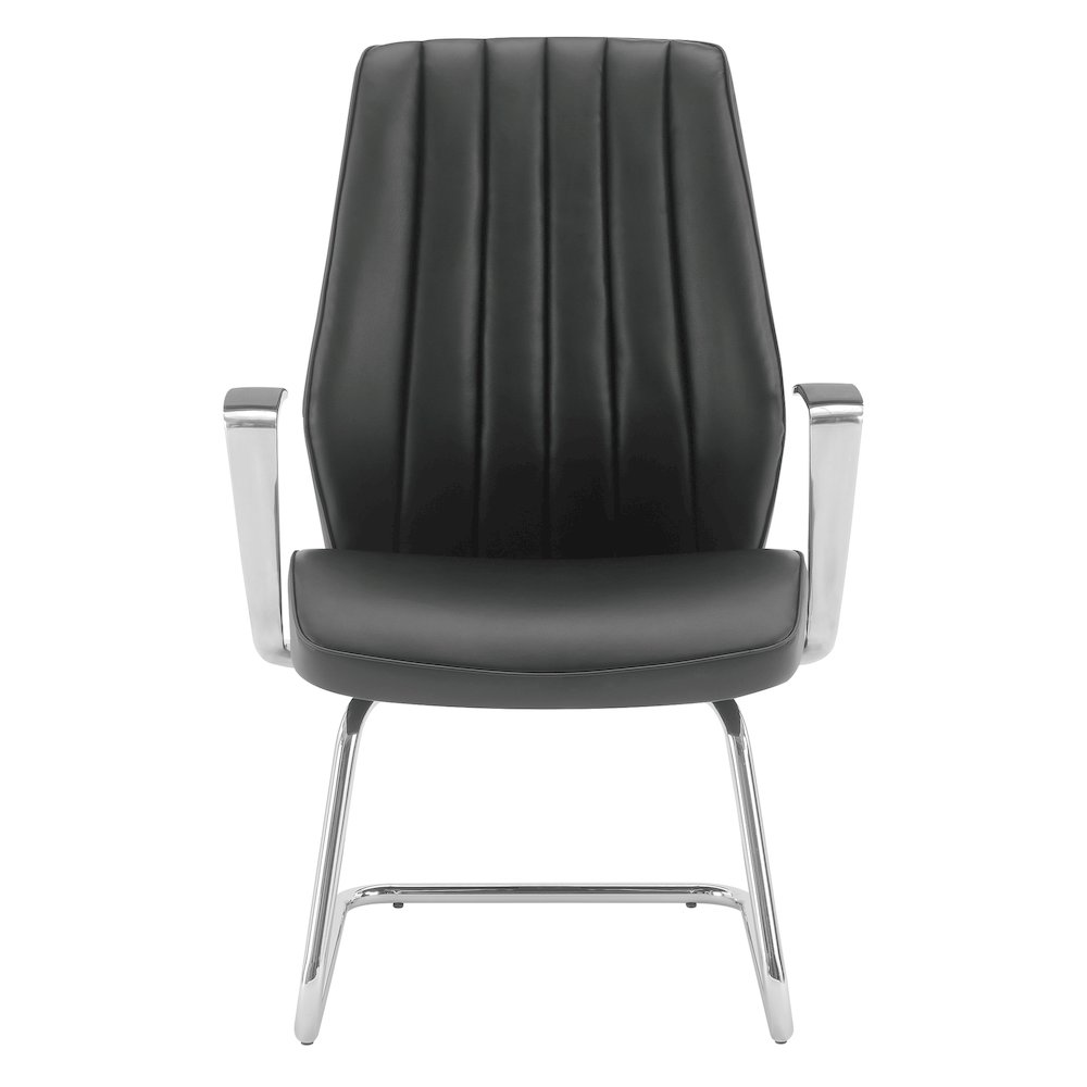 Visitor’s Chair with Fixed Padded Aluminum Arms and Chrome Sled Base