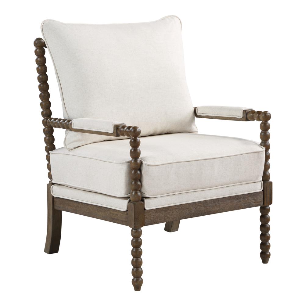Fletcher Spindle Chair in Linen Fabric with Brush Charcoal Finish