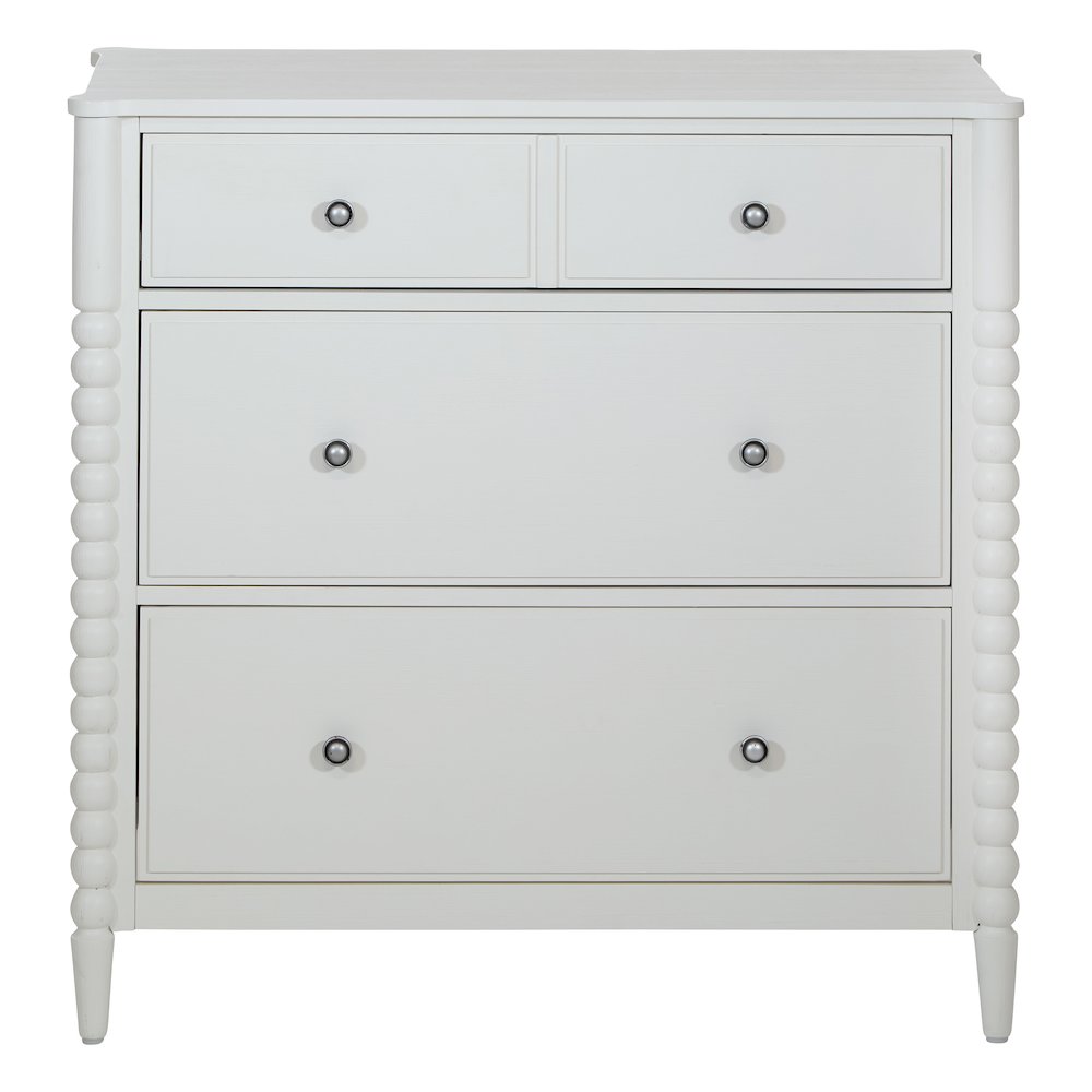 Spindle 3-Drawer Chest in Sandcastle Antique White Finish