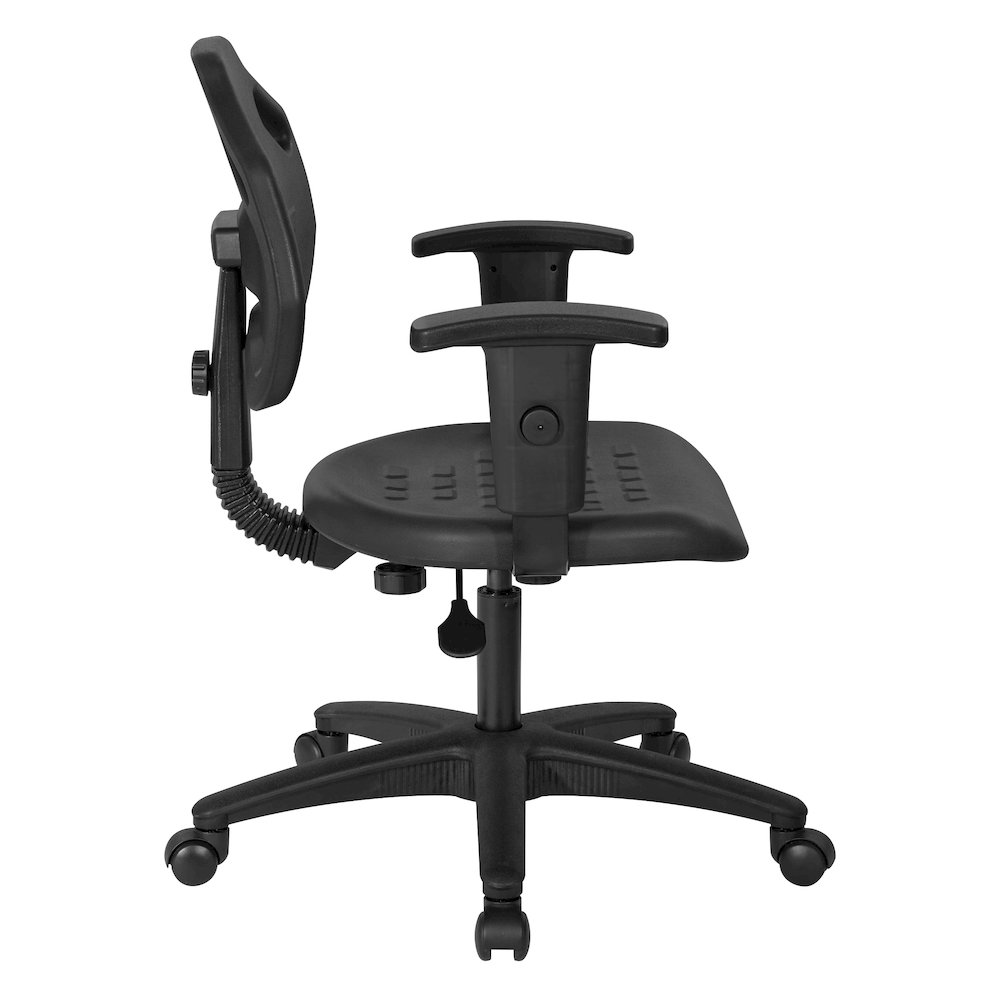 Black Self-Skinned Urethane Task Chair With Arms
