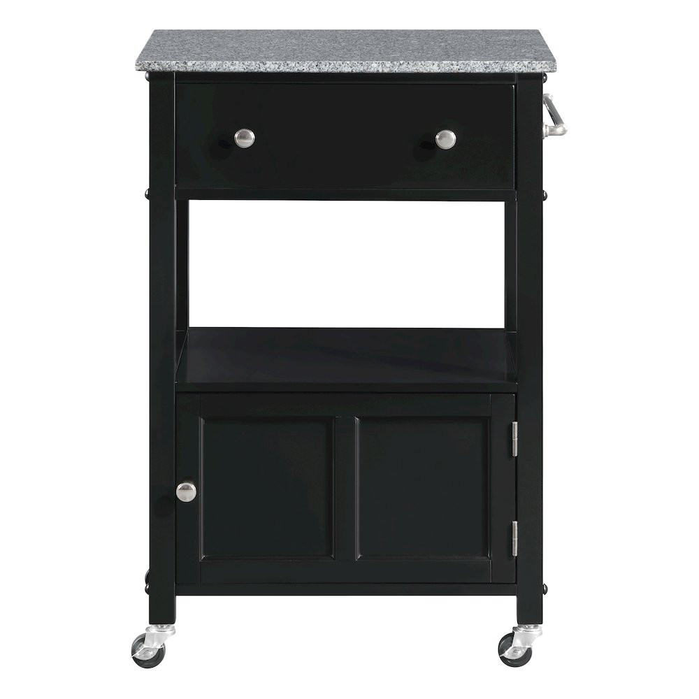 Fairfax Kitchen Cart with Granite Top and Black Base