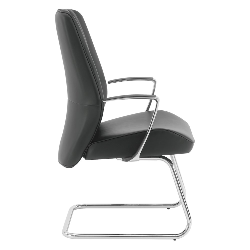 Visitor’s Chair with Fixed Padded Aluminum Arms and Chrome Sled Base