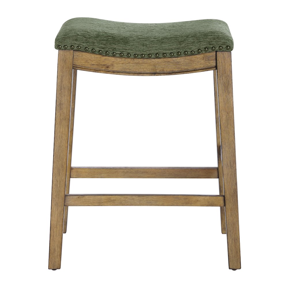 Saddle Stool 24″ in Pine Fabric With Medium Oak Wood Finish 2-Pack