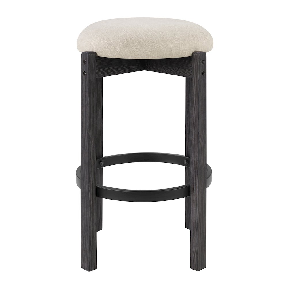 Melissa 26″ Counter Stools 2-Pack With Cream Fabric Seat and Black Finish Wood