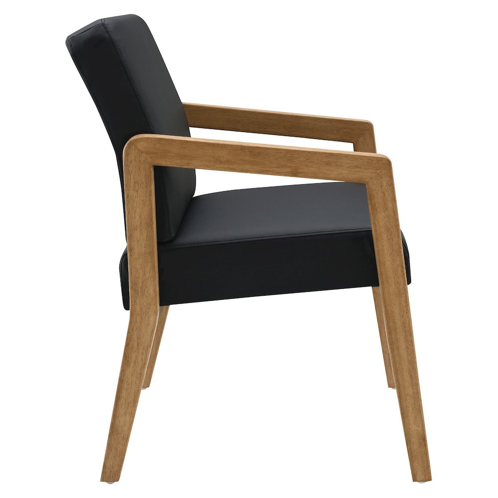 Back Faux Leather with Medium Oak Finish Visitor’s Chair with Memory Foam Seat