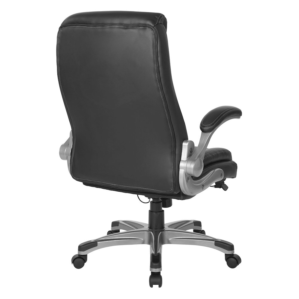 Executive Chair in Black Bonded Leather with Flip Arms
