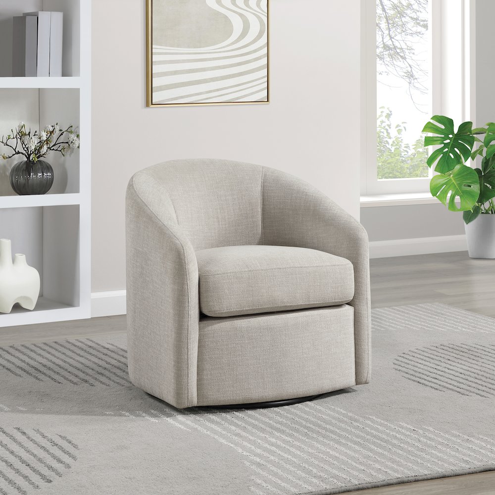Bella Swivel Chair in Stone Fabric