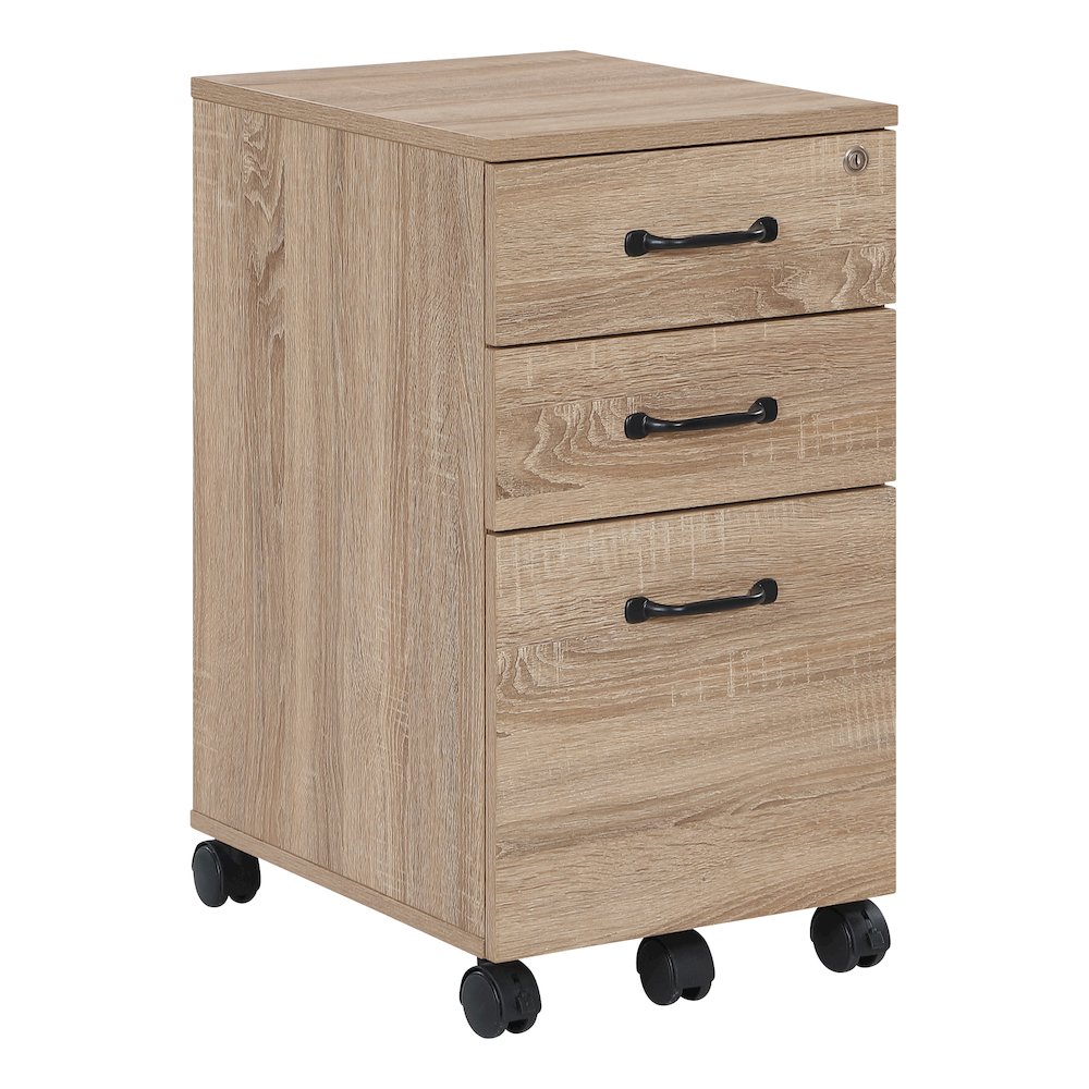Ace 3 Drawer Mobile File in River Oak Finish