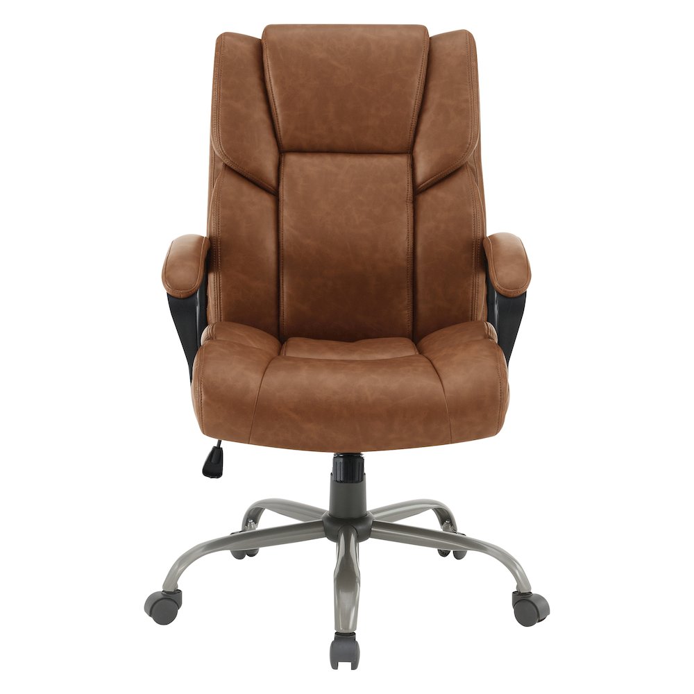 Mid-Back in Saddle Faux Leather Executive Chair with Padded Arms
