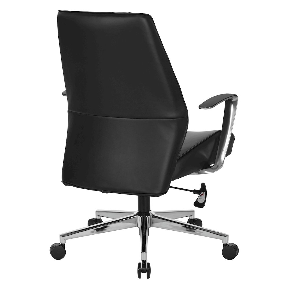 Office Chair with Fixed Padded Aluminum Arms and Chrome Base in Dillon Black