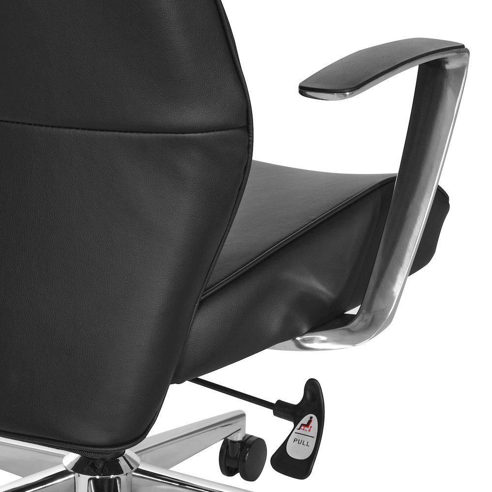 Office Chair with Fixed Padded Aluminum Arms and Chrome Base in Dillon Black