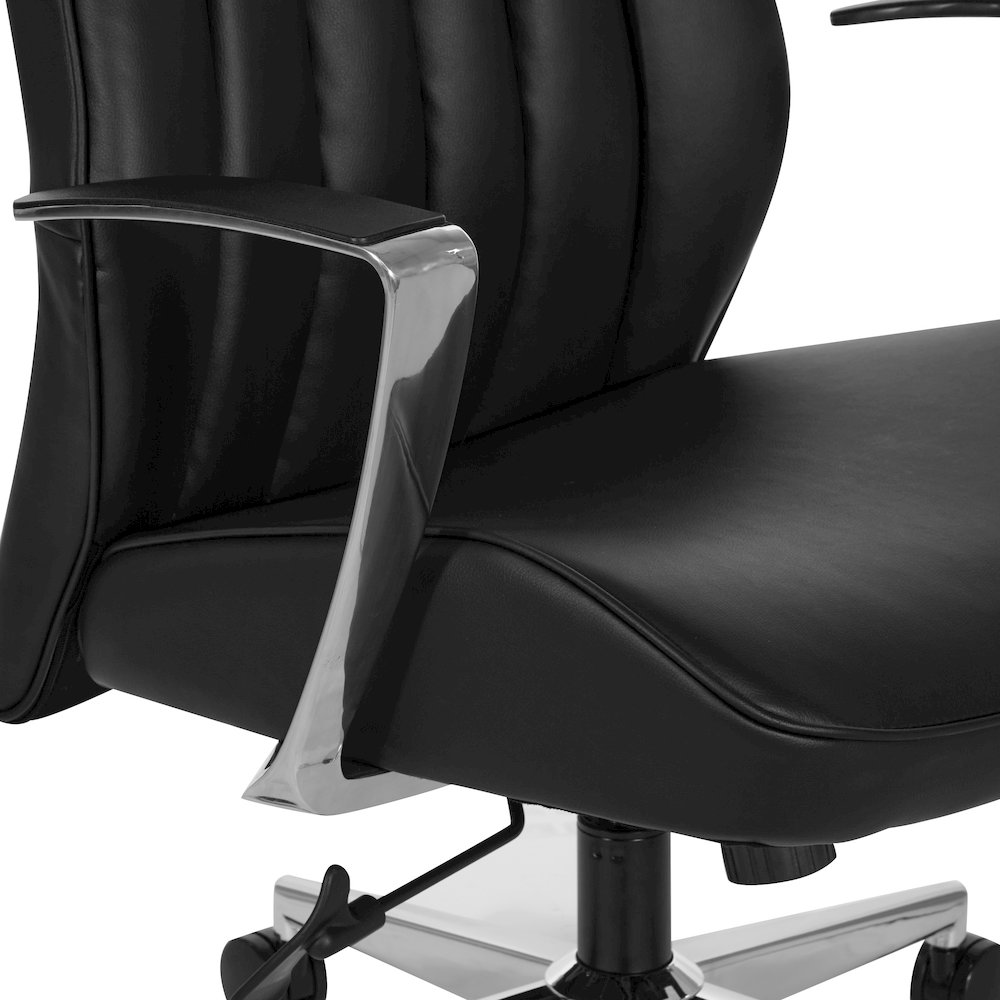 Office Chair with Fixed Padded Aluminum Arms and Chrome Base in Dillon Black