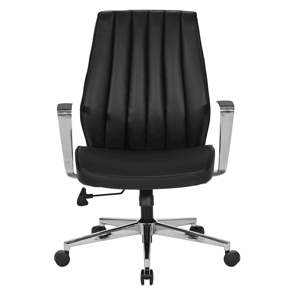 Office Chair with Fixed Padded Aluminum Arms and Chrome Base in Dillon Black