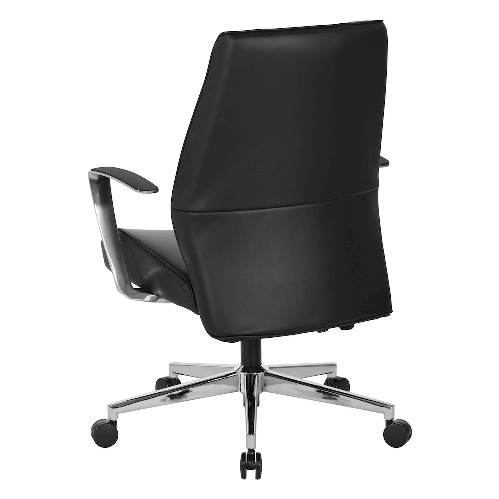 Office Chair with Fixed Padded Aluminum Arms and Chrome Base in Dillon Black