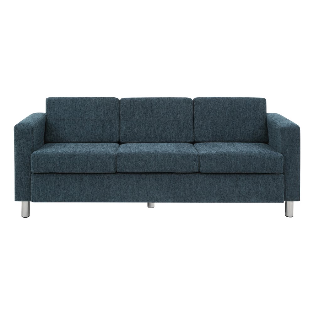 Pacific Sofa in Navy Fabric with Chrome Legs